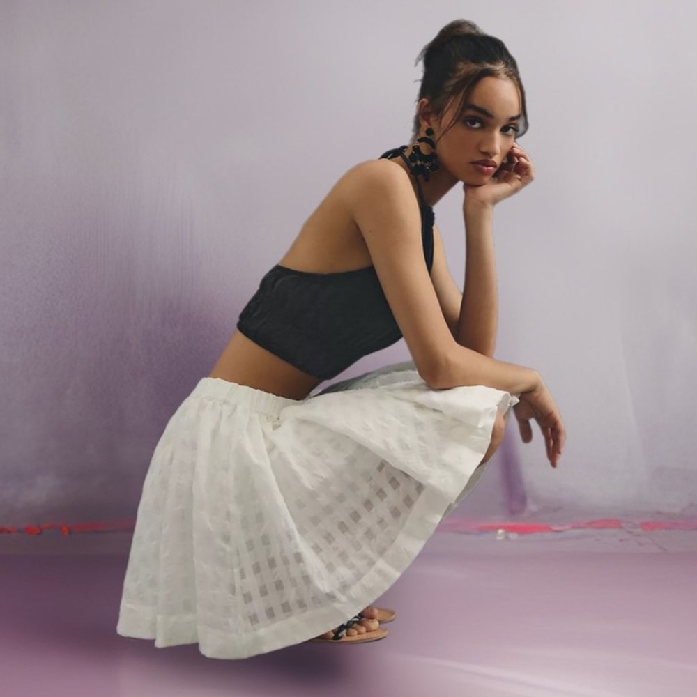 Anthropologie White A-Line Skirt